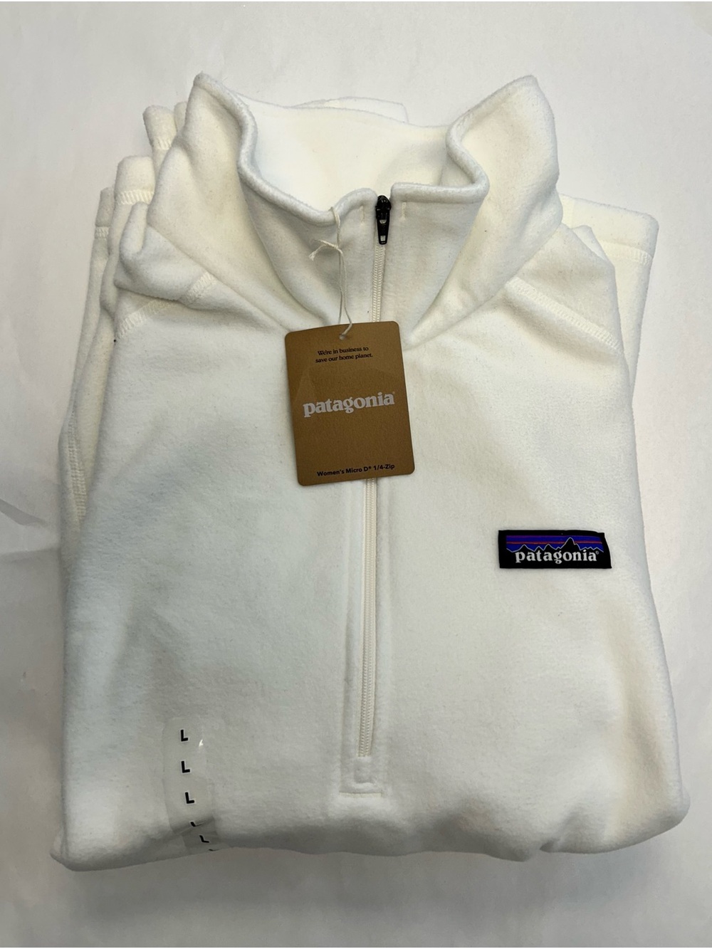 Patagonia Women's White Quarter-Zip Microfleece Pullover size L